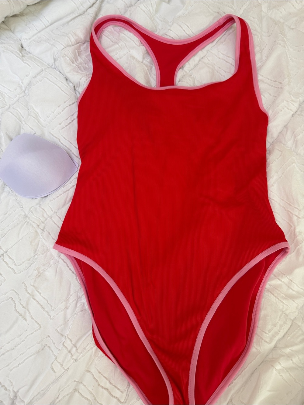 wild fable Red One-Piece Swimsuit with Pink Trim